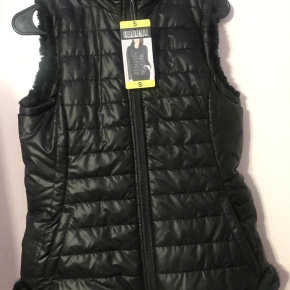 black puffer jacket vest